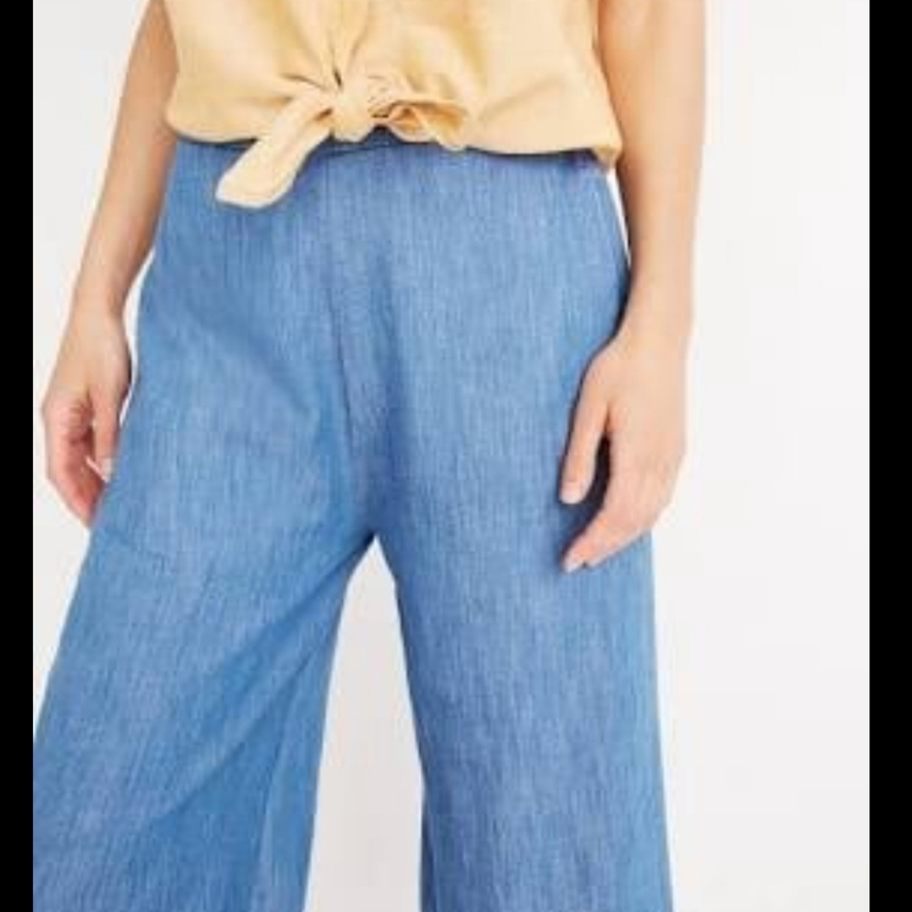 Madewell Cropped Wide-Leg Blue Pants - Picture 2 of 13